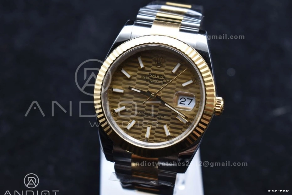 Oyster 904L Bracelet 1:1 YG 126333 SS Steel Clean VR Sleek on DateJust Textured 608 Dial Best 41 YG Edition 0826